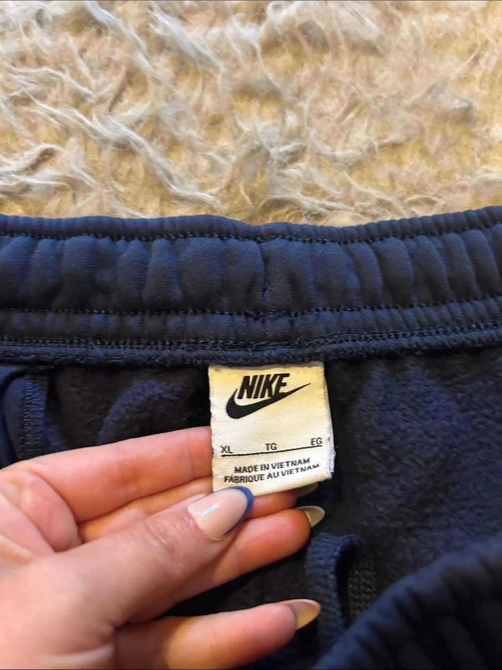 Nike Men’s  Dark Blue Fleece Joggers with White Swoosh
